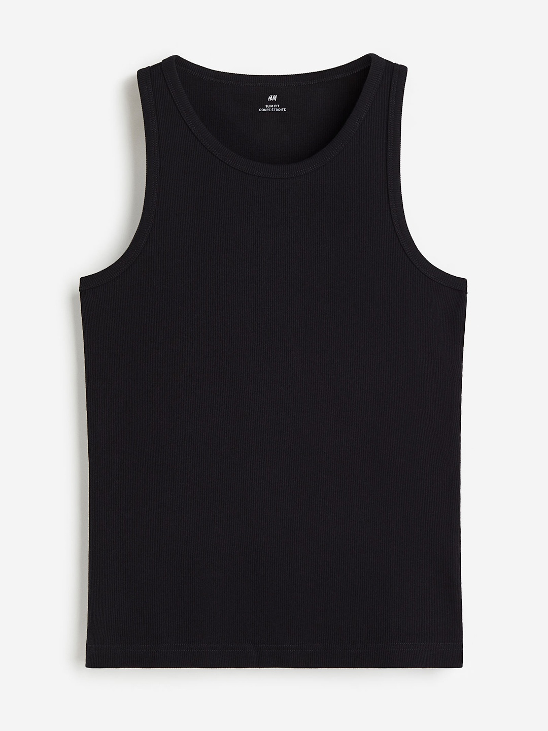 

H&M Men Slim Fit Ribbed Vest Top, Black