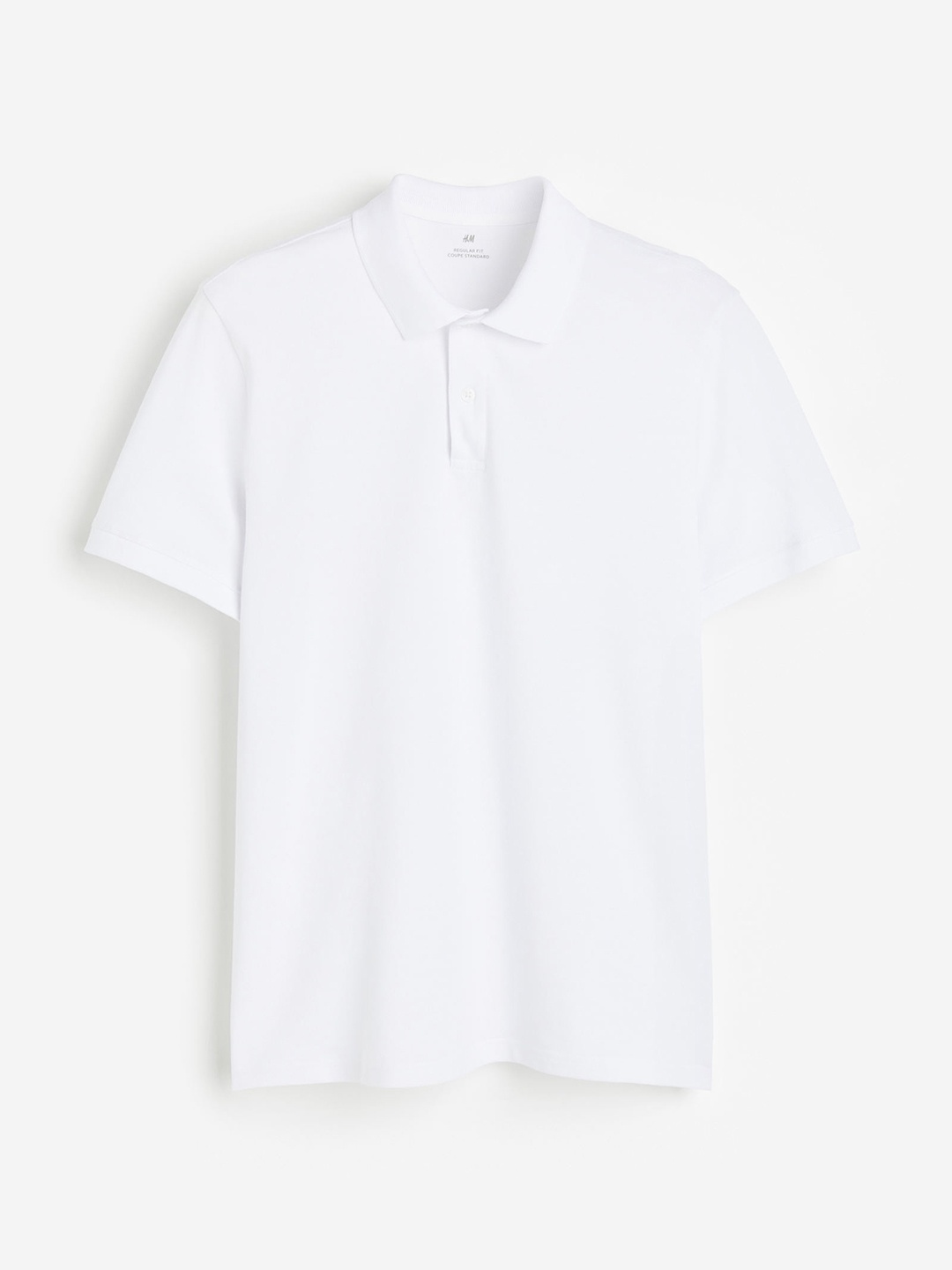 

H&M Men Pure Cotton Regular Fit Pique Polo Shirt, White