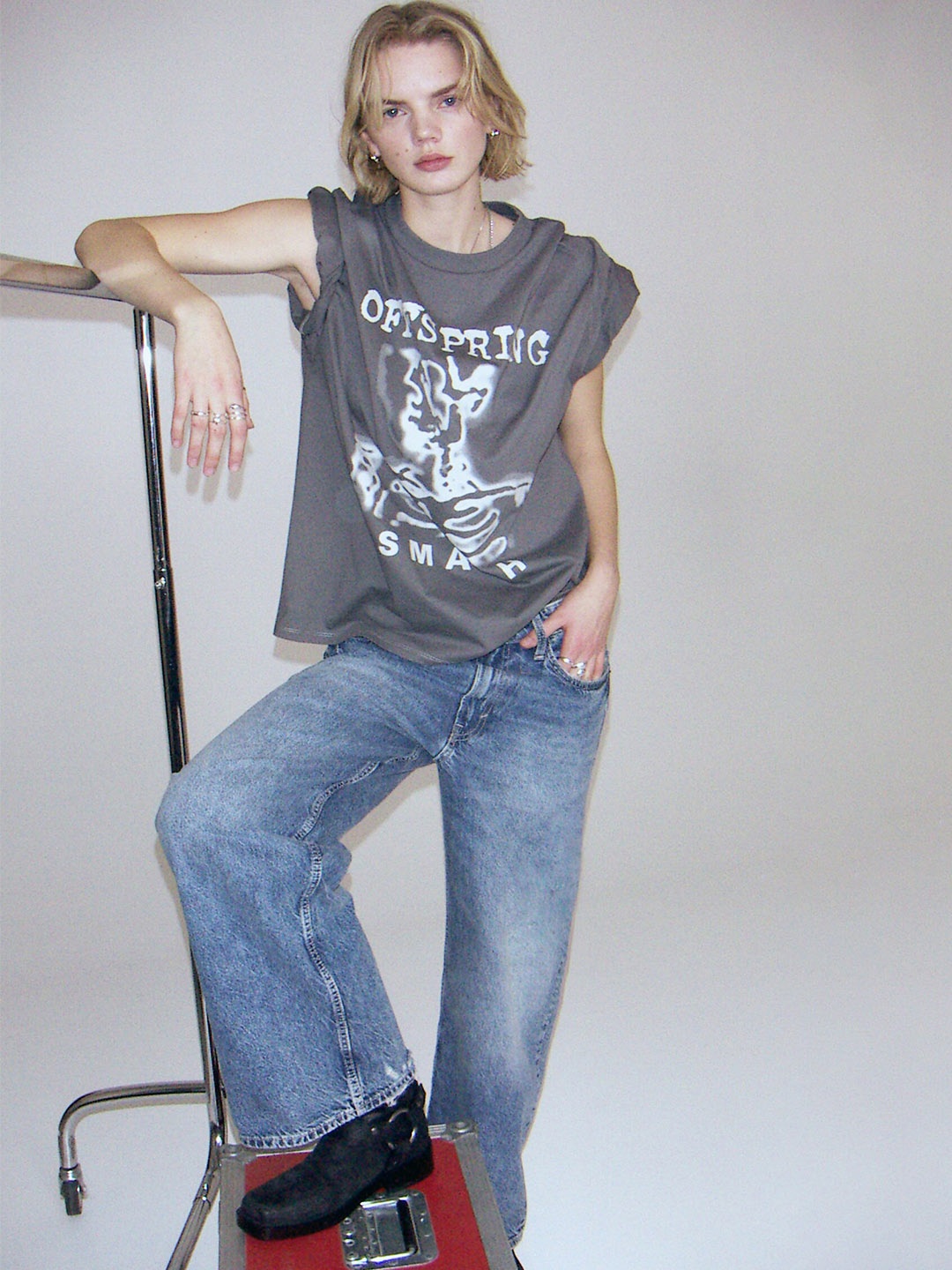 

H&M Pure Cotton Oversized Printed T-shirt, Grey