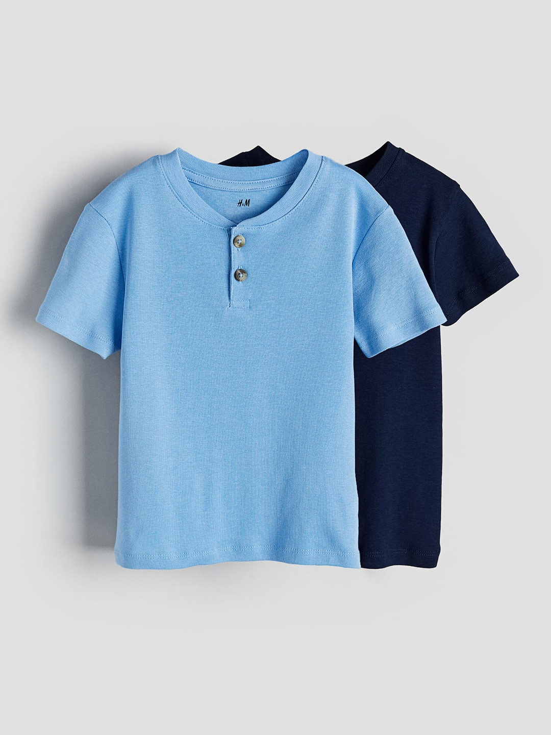 

H&M Boys Cotton 2-Pack Henley T-shirts, Blue