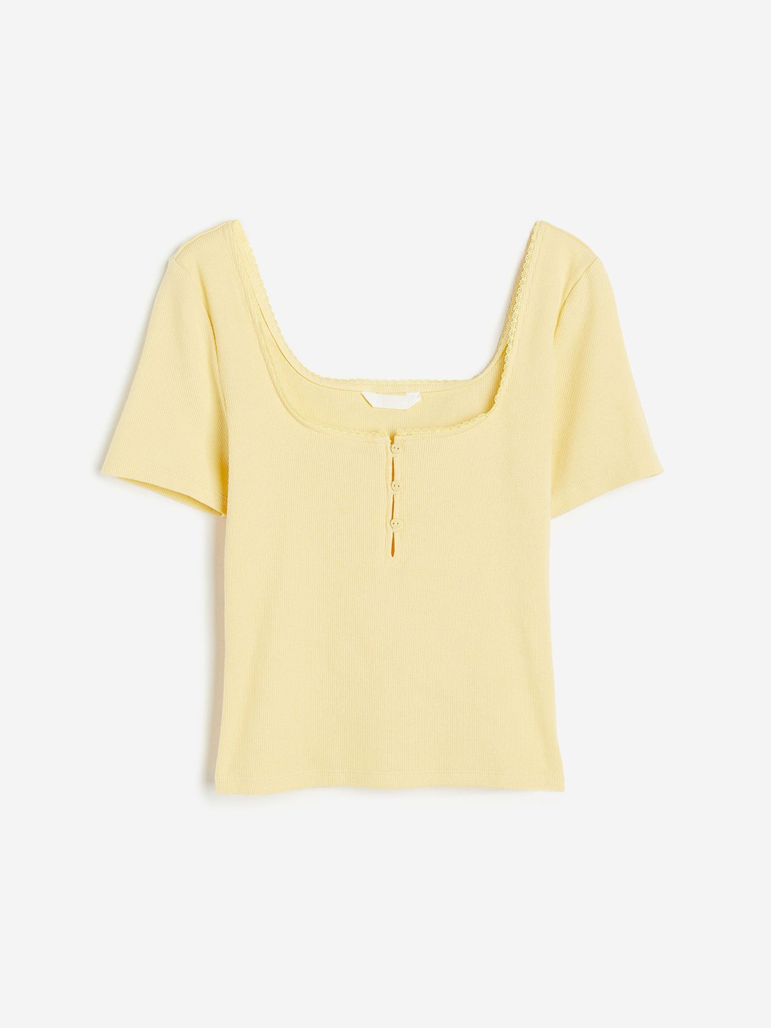 

H&M Ribbed Jersey Top, Yellow