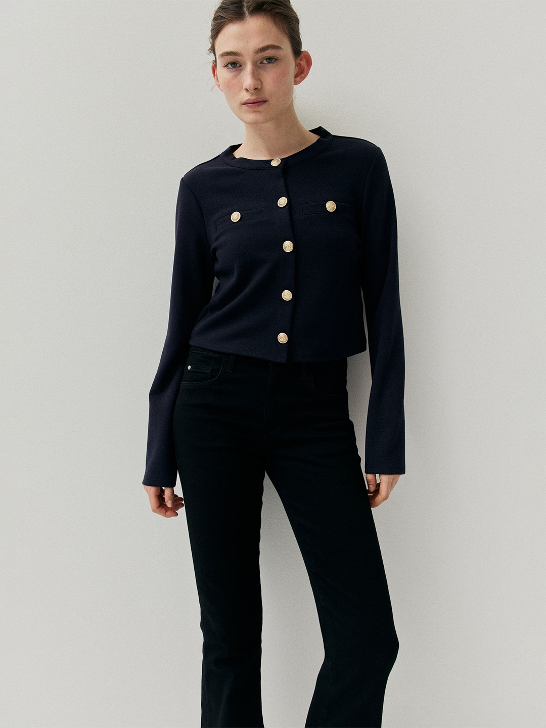 

H&M Textured Cardigan, Navy blue