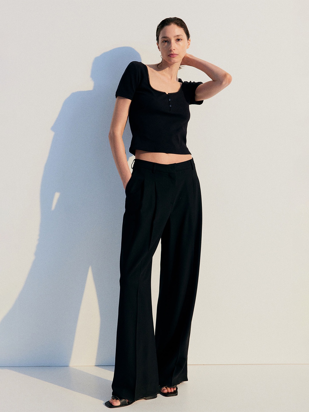 

H&M Ribbed Jersey Top, Black