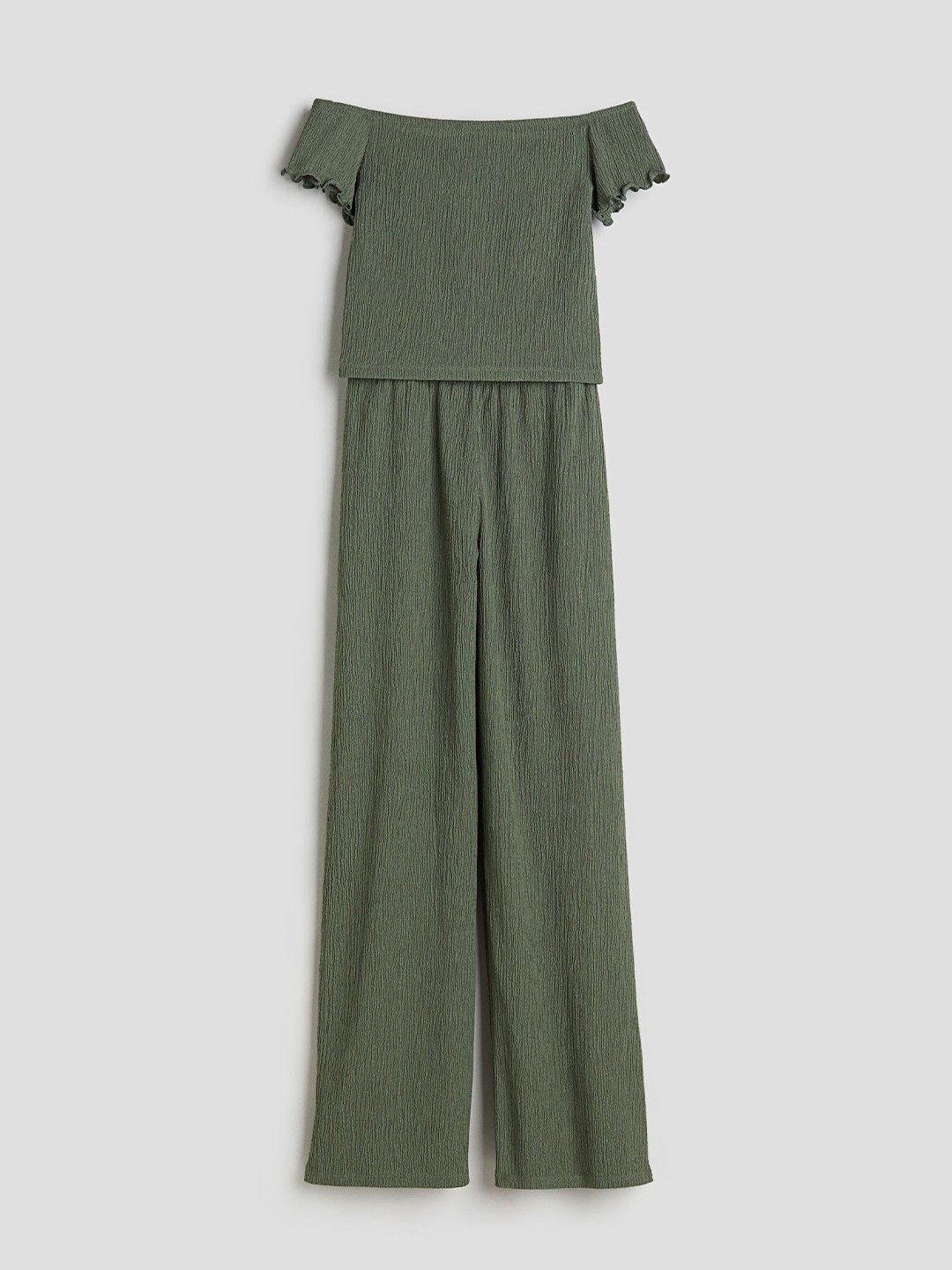 

H&M Girls 2-Piece Crinkled Jersey Set, Green