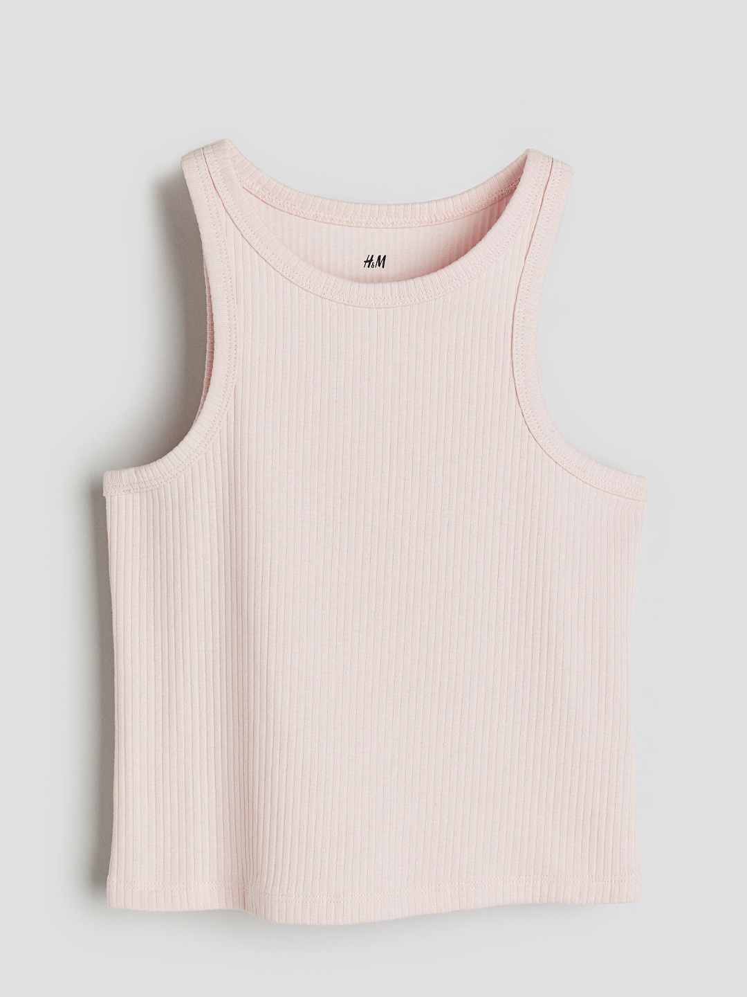 

H&M Girls Ribbed Cotton Vest Top, Pink