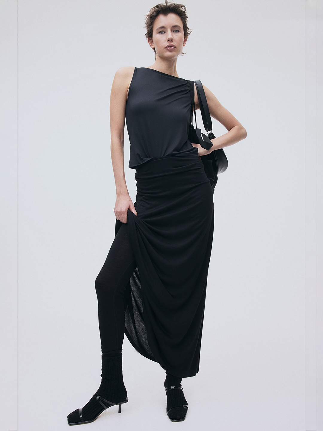 

H&M Microfibre Vest Top, Black