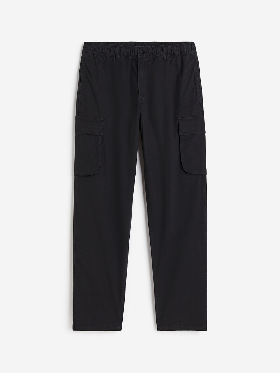 

H&M Men Regular Fit Cargo Trousers, Black