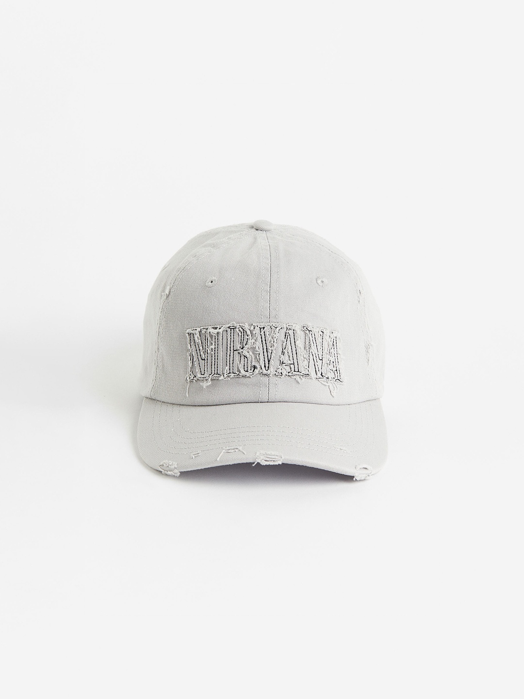 

H&M Women Appliqued Twill Cap, Grey