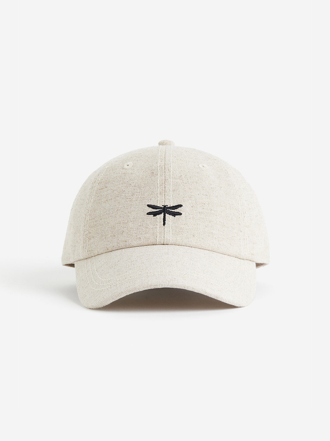 

H&M Women Cotton Linen Embroidery-Detail Cap, Beige