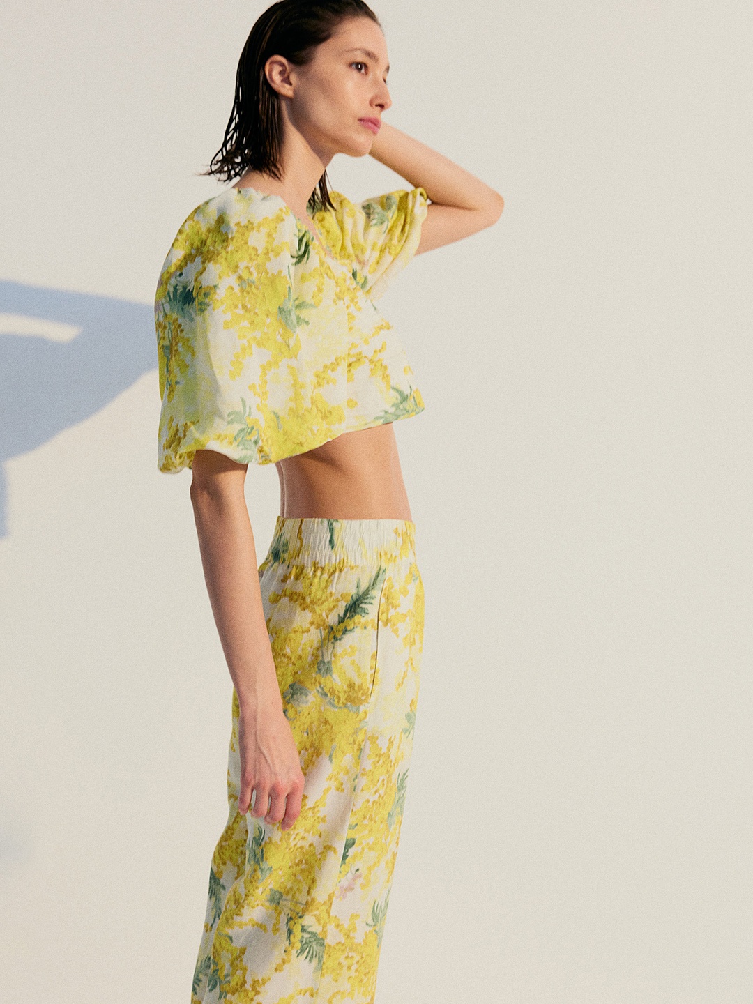 

H&M Cropped Blouse, Yellow