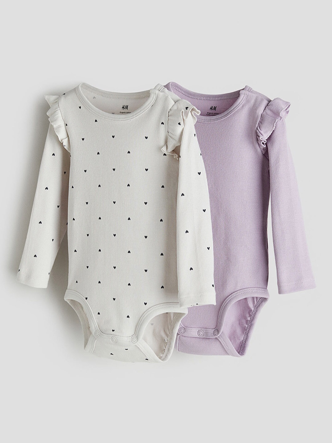 

H&M Infant Boys 2-Pack Long Sleeved Bodysuits, Purple