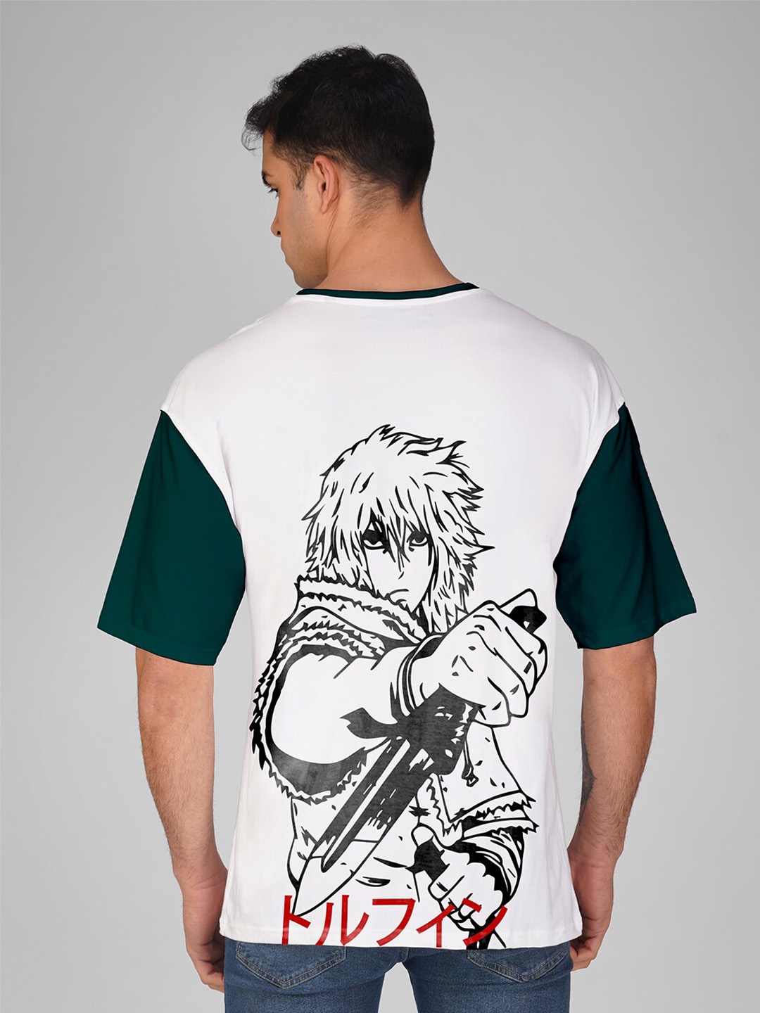 

Crazymonk Vinland Saga Anime Oversized Drop-Shoulder Cotton T-Shirt, White