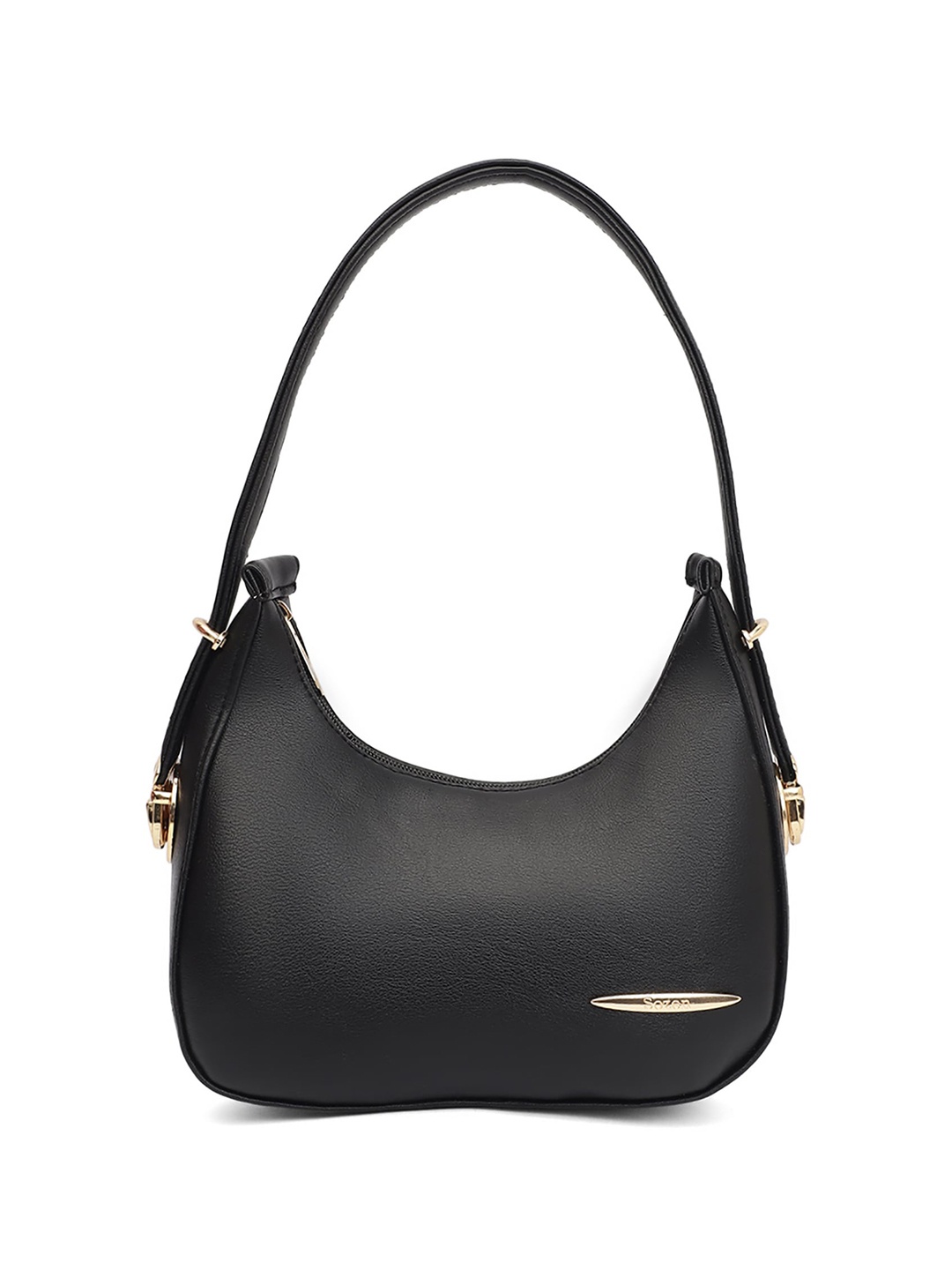 

ELLIS PU Half Moon Handheld Bag with Tasselled, Black