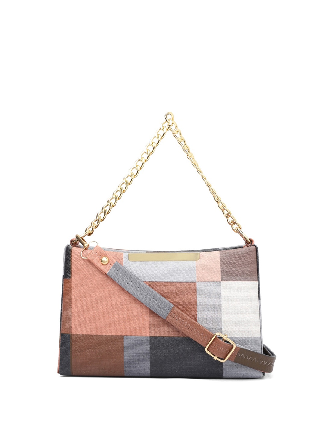 

ELLIS Colourblocked Oversized Structured Shoulder Bag, Grey