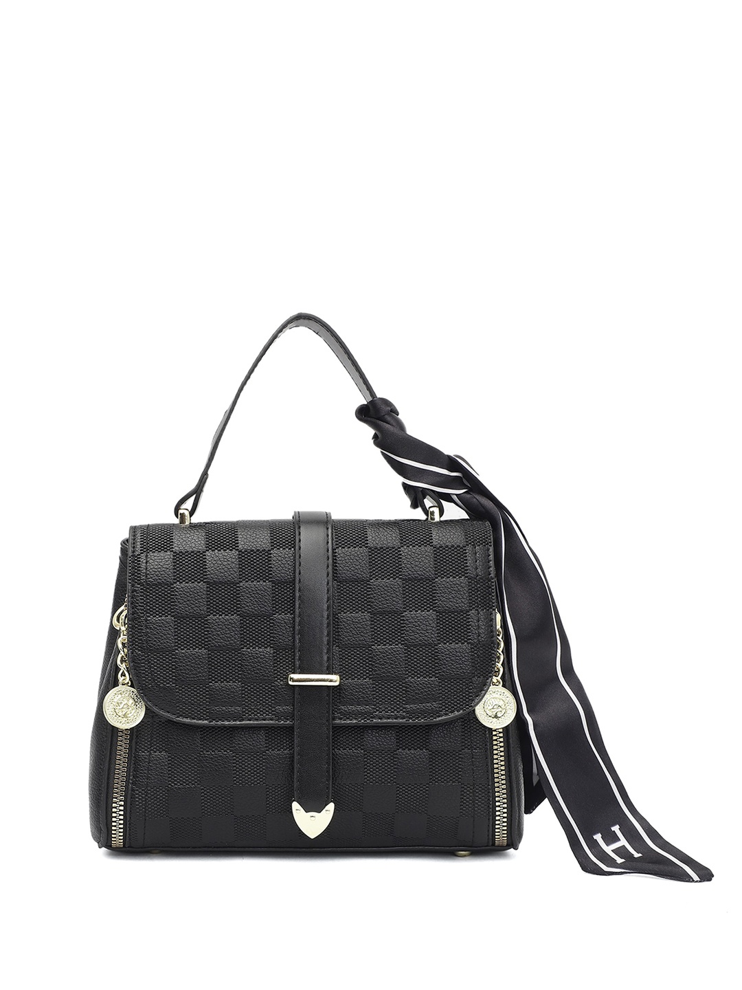 

ELLIS Textured PU Structured Satchel with Quilted, Black