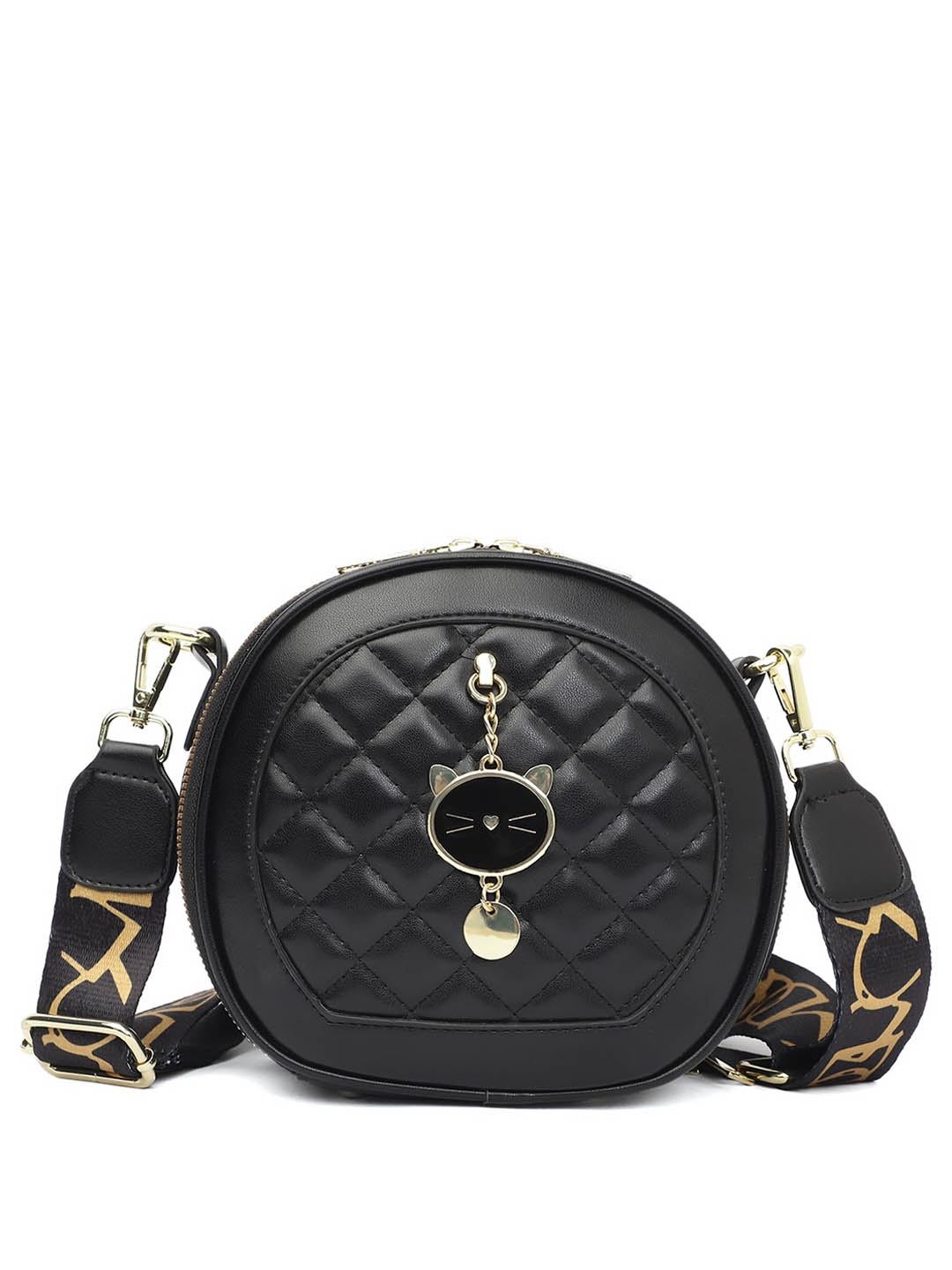 

ELLIS Textured PU Structured Sling Bag with Quilted, Black