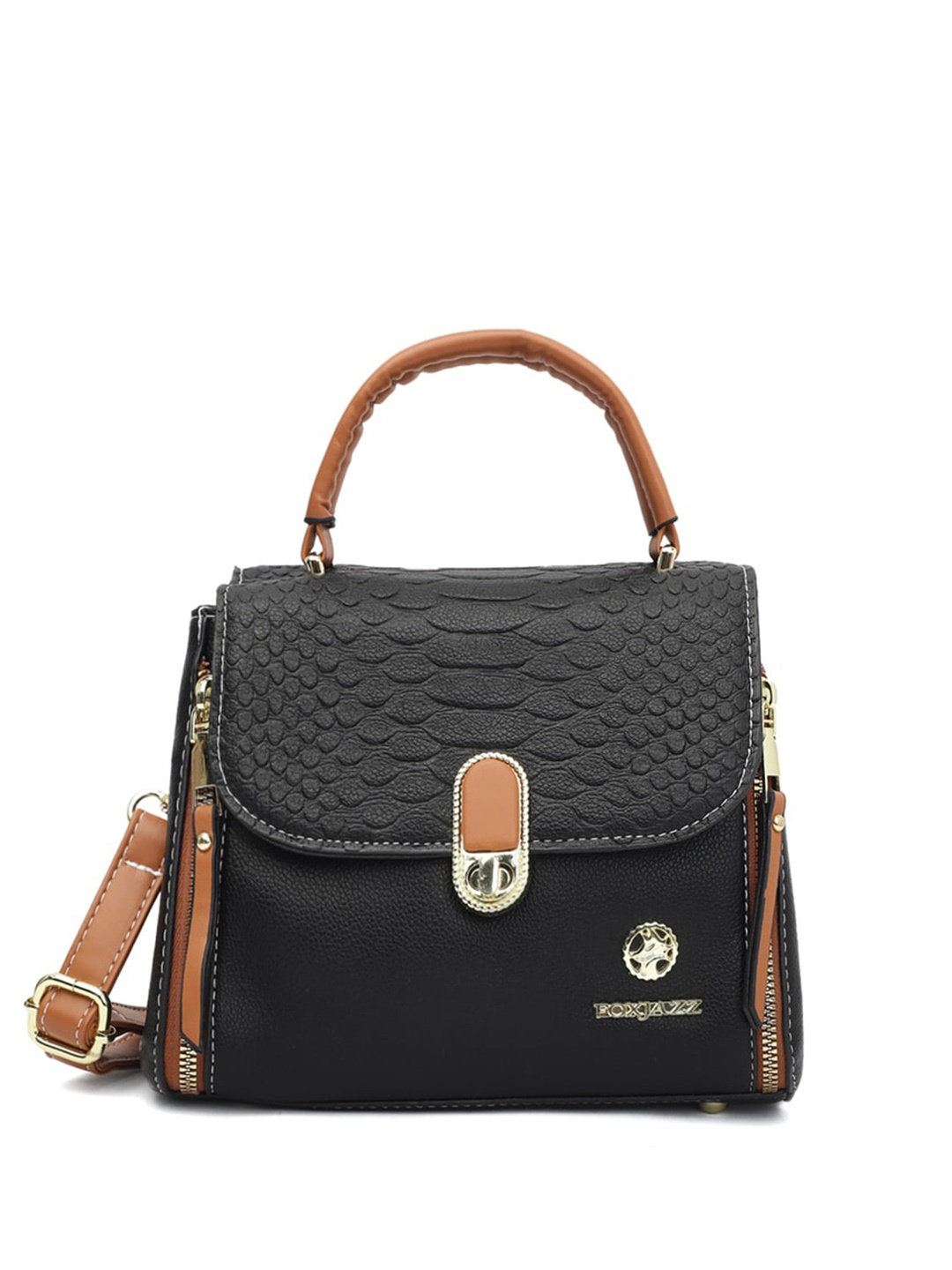 

ELLIS Textured PU Structured Satchel with Tasselled, Black