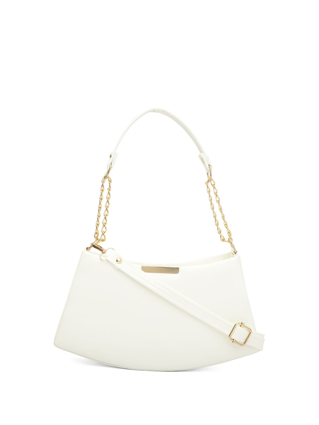

ELLIS Textured PU Half Moon Shoulder Bag with Quilted, White