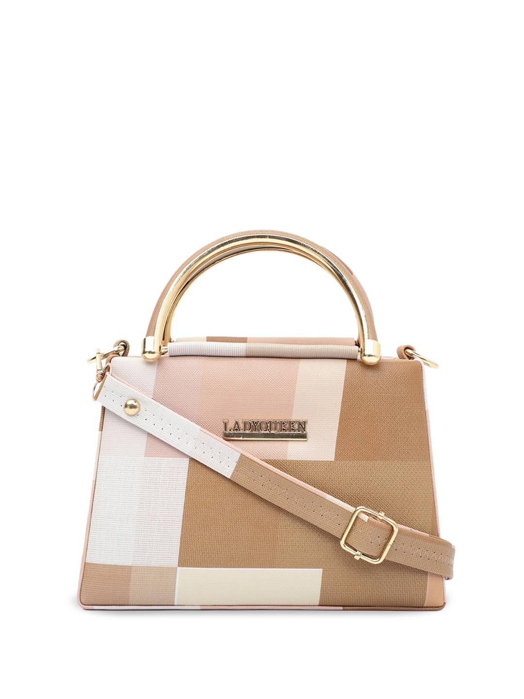 

ELLIS Colourblocked PU Oversized Shopper Hobo Bag, Beige
