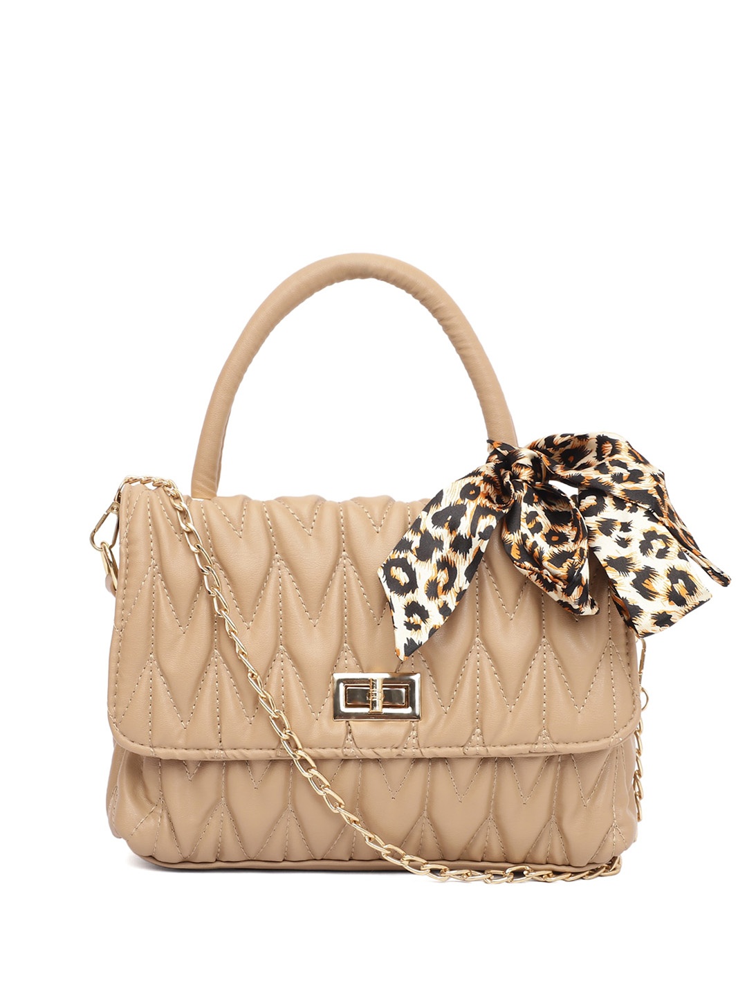 

ELLIS Textured Structured Handheld Bag with Quilted, Camel brown