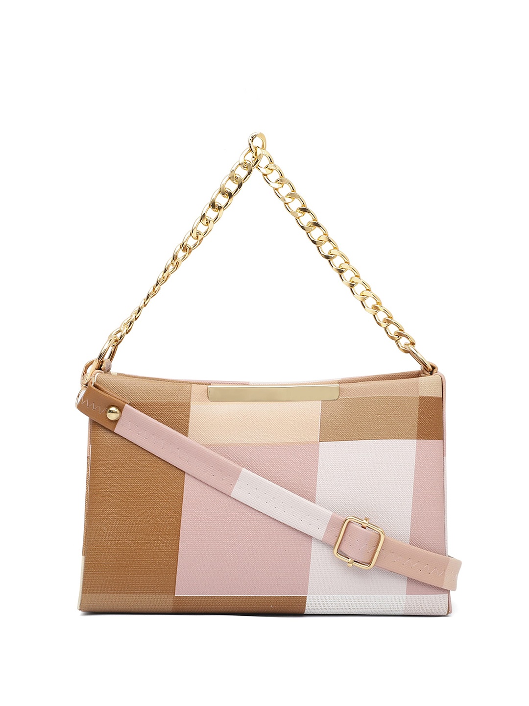 

ELLIS Colourblocked PU Structured Shoulder Bag with Bow Detail, Brown