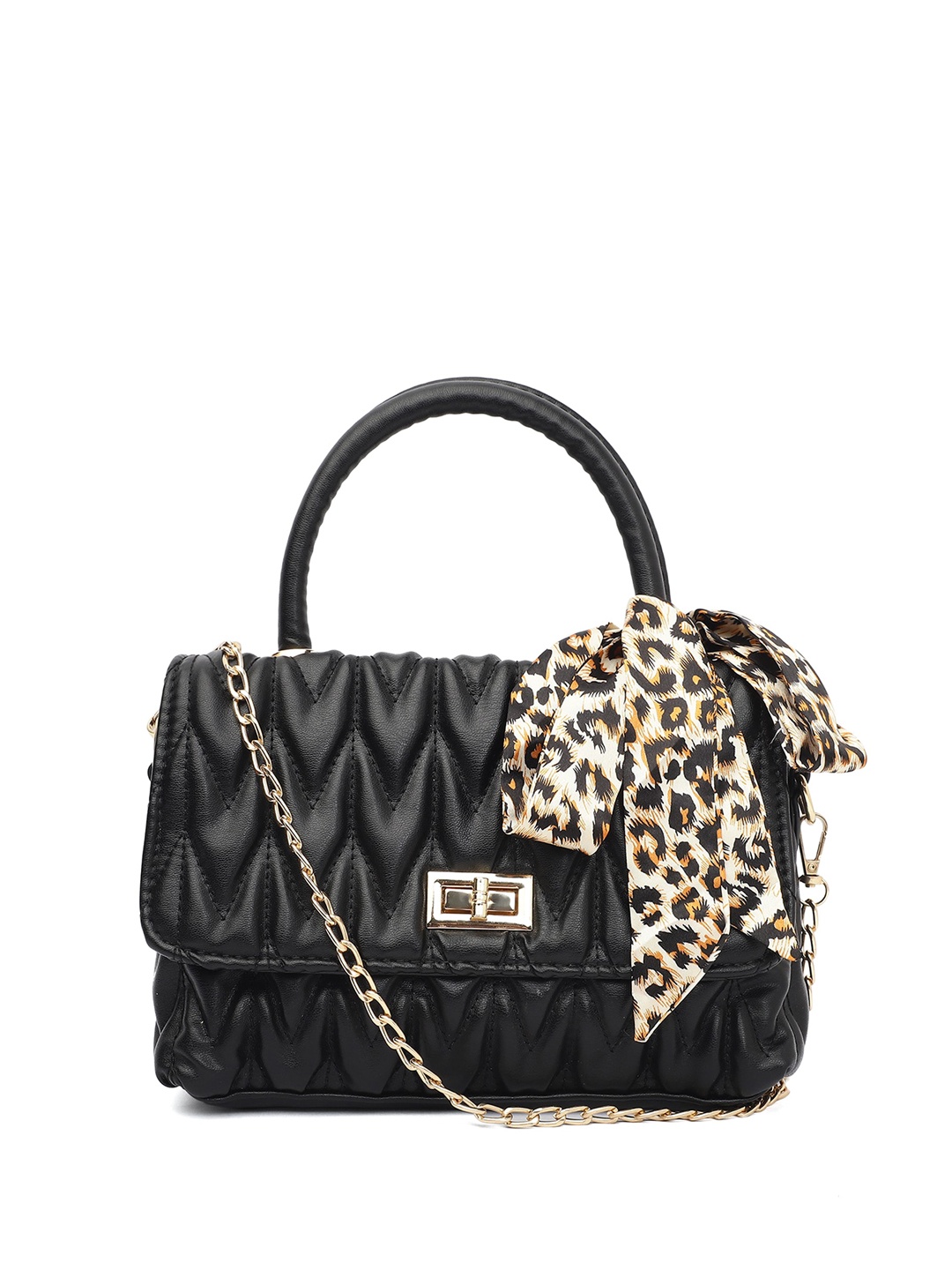 

ELLIS Textured PU Structured Handheld Bag with Quilted, Black