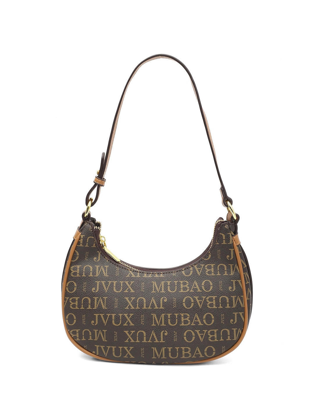 

ELLIS Typography Printed Structured Hobo Bag, Brown