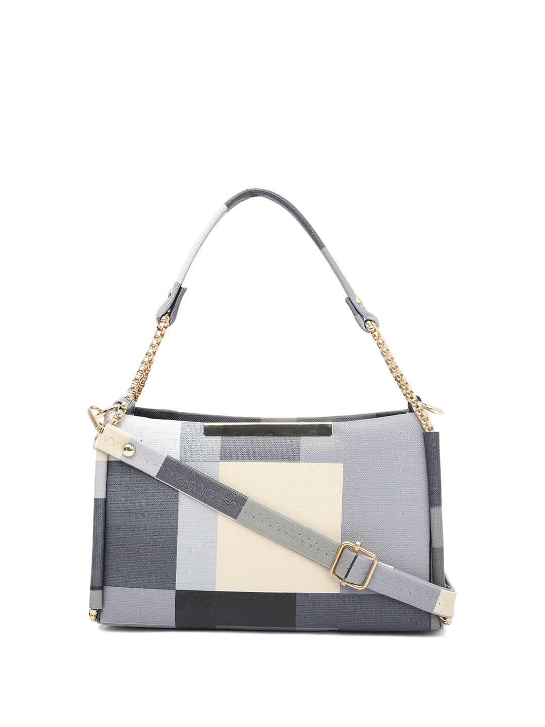 

ELLIS Colourblocked PU Structured Handheld Bag with Bow Detail, Grey