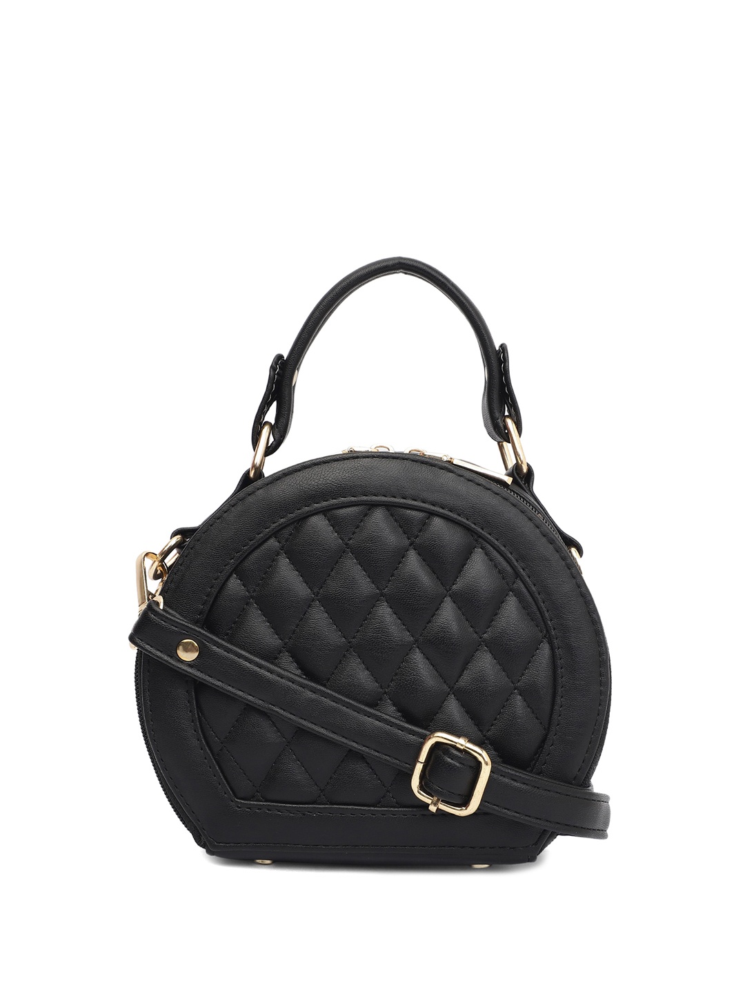 

ELLIS Textured PU Structured Satchel with Quilted, Black