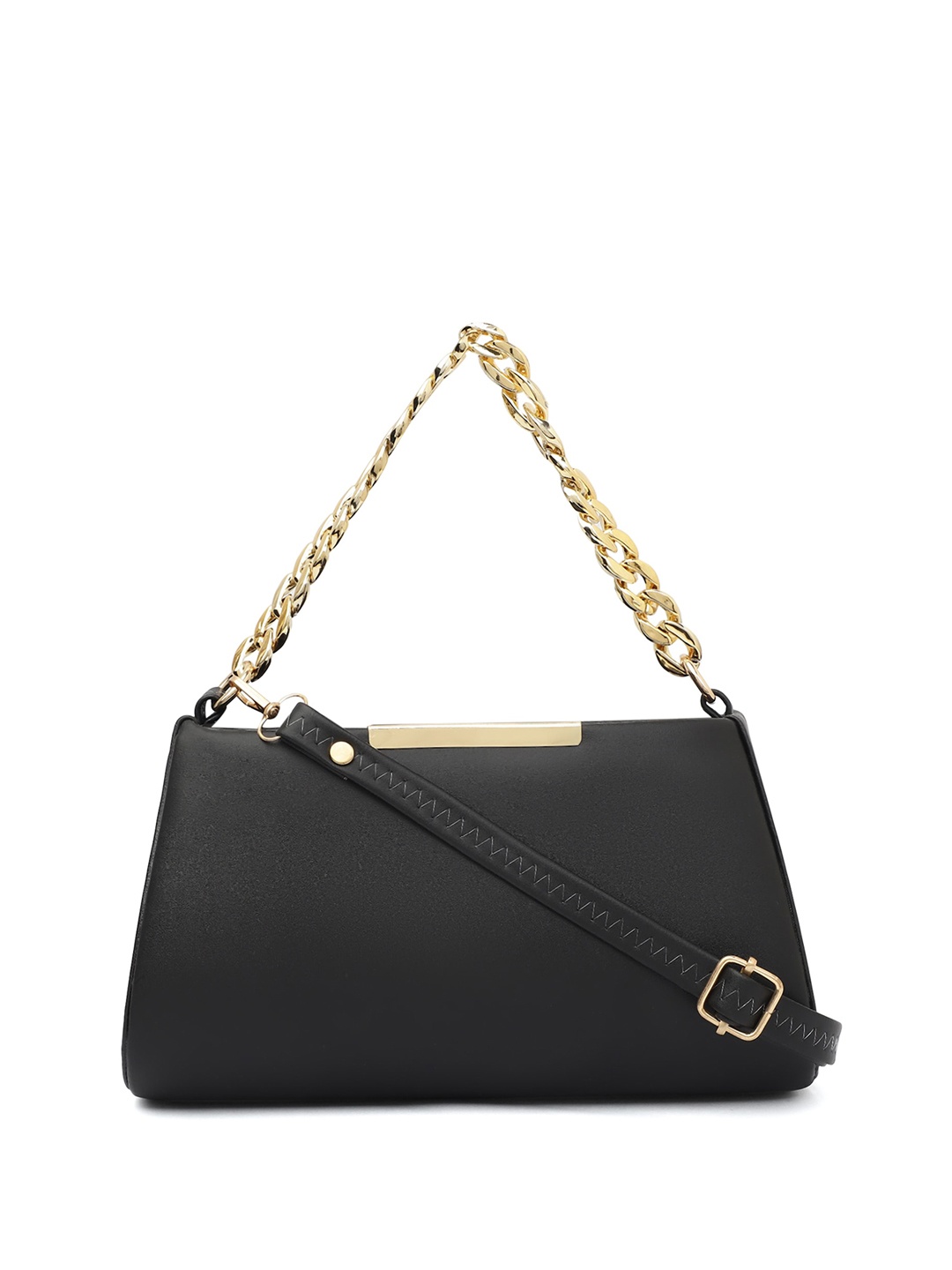 

ELLIS Colourblocked PU Structured Handheld Bag, Black
