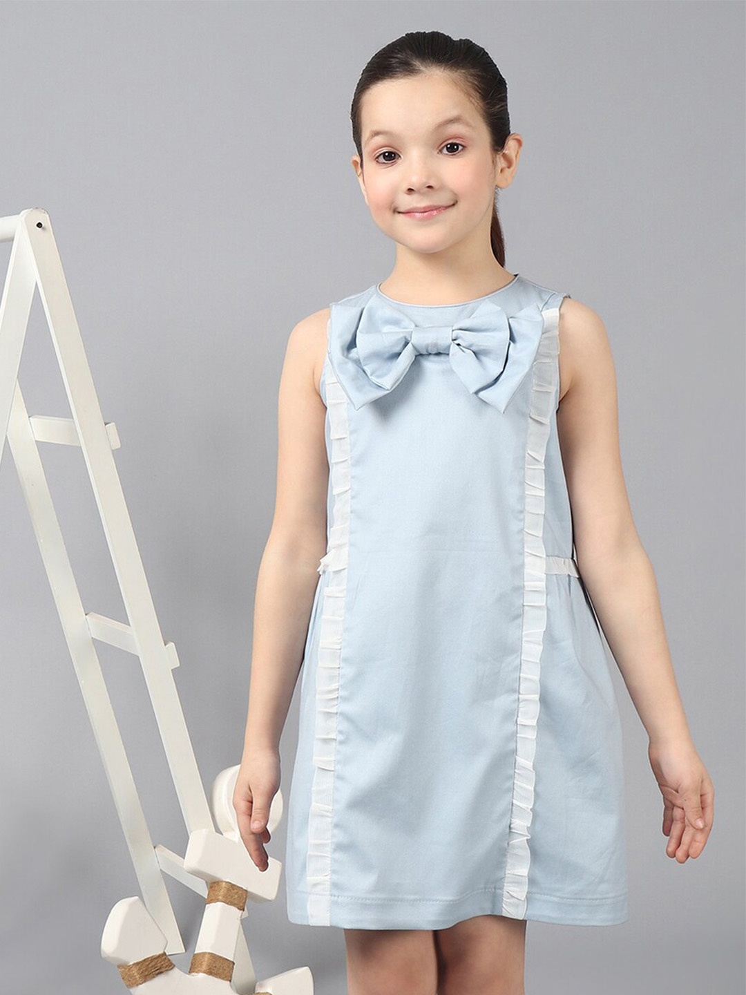 

One Friday Girls Bow Detailed A-Line Dress, Blue