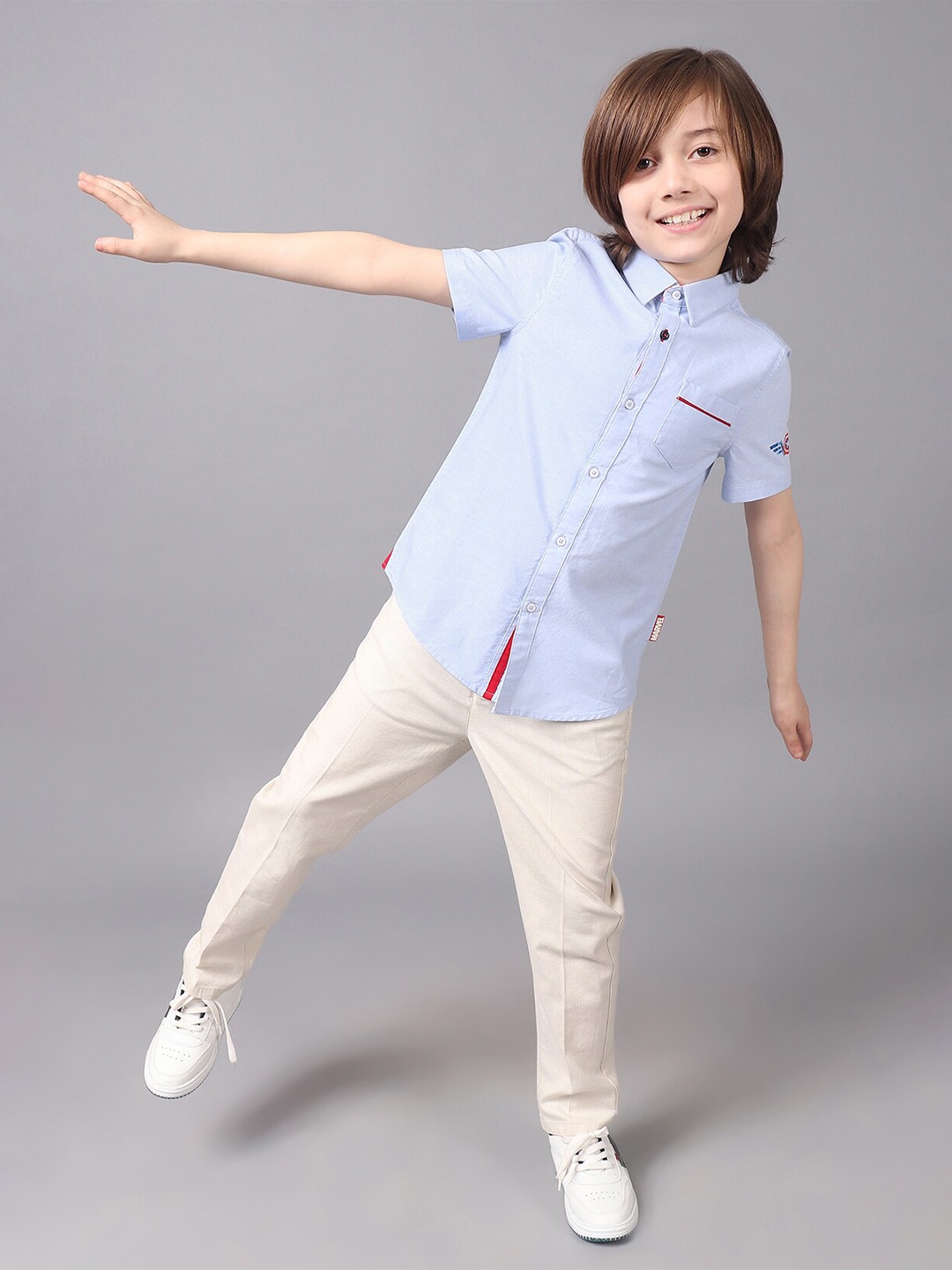 

One Friday Boys Pure Cotton Short Sleeve Shirt, Blue