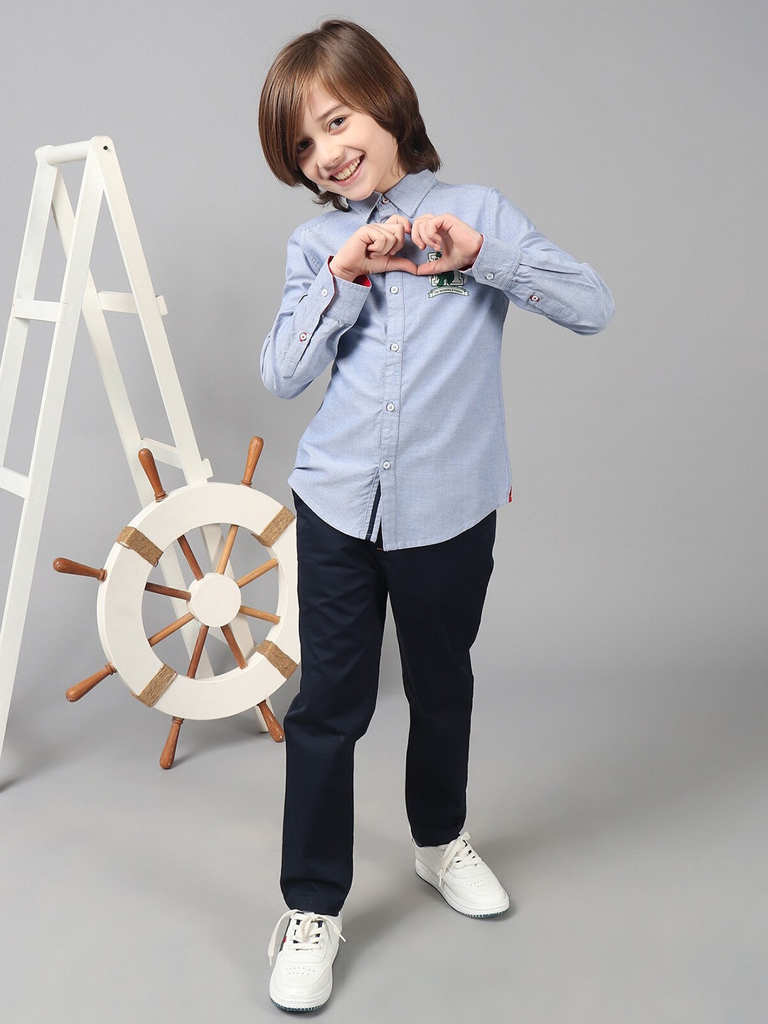 

One Friday Kids Boys Pure Cotton Short Sleeve Shirt, Blue