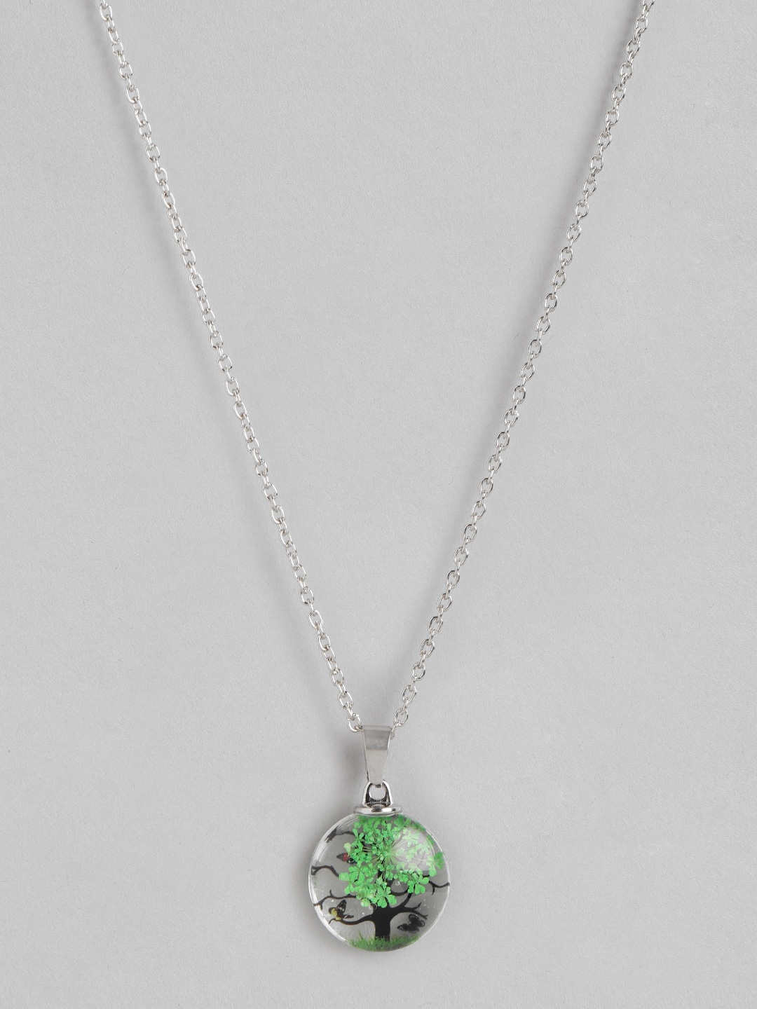

PARIS HAMILTON Silver-Plated Spherical Pendants with Chains, Green