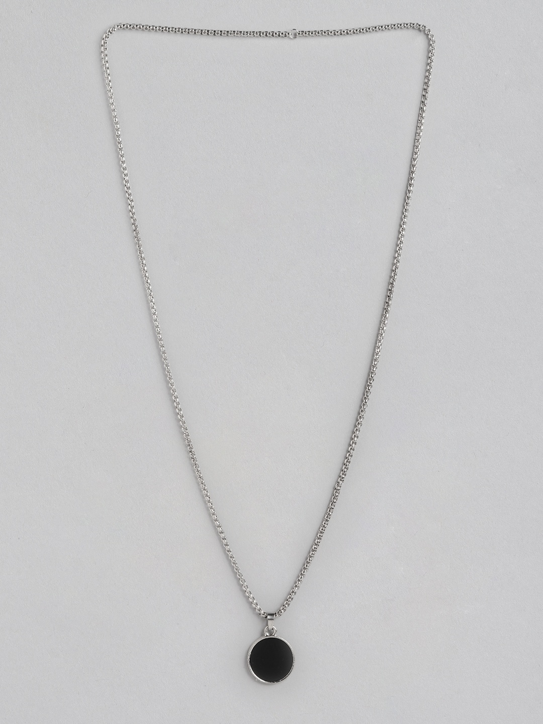 

PARIS HAMILTON Silver-Plated Circular CZ Studded Pendants with Chains, Black