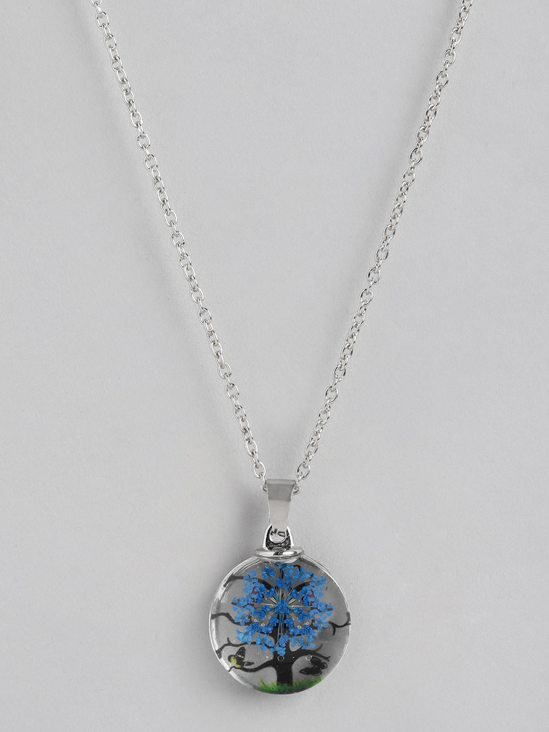 

PARIS HAMILTON Silver-Plated Spherical Pendants with Chains, Blue