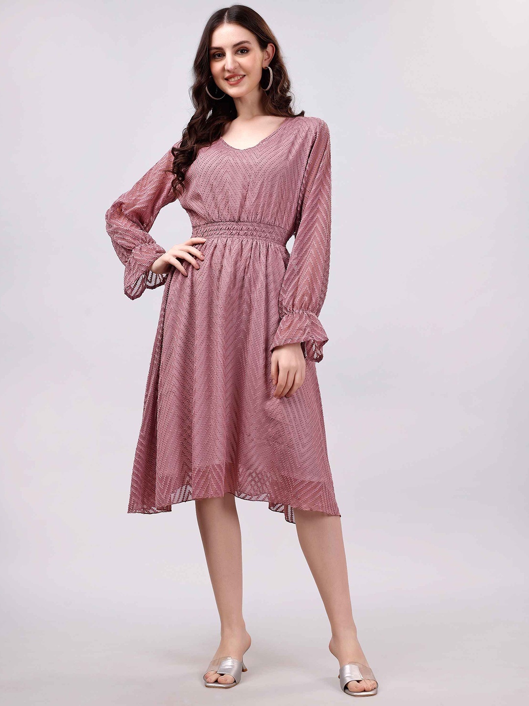 

DL Fashion Georgette Fit & Flare Dress, Beige