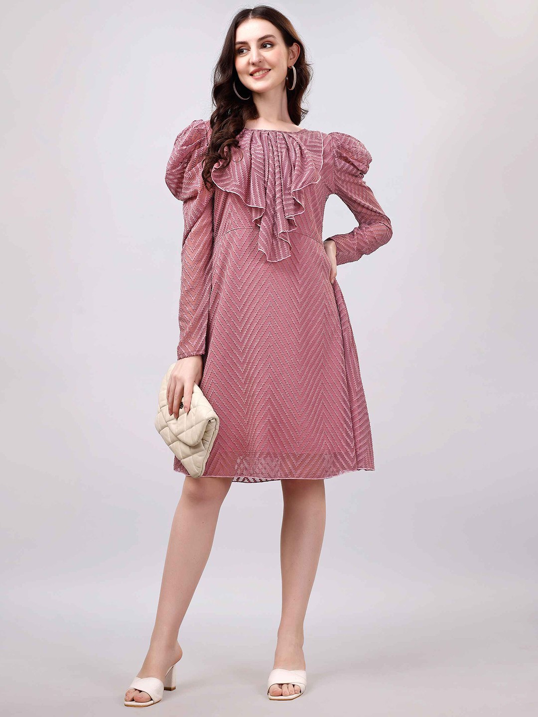

DL Fashion Georgette A-Line Dress, Beige