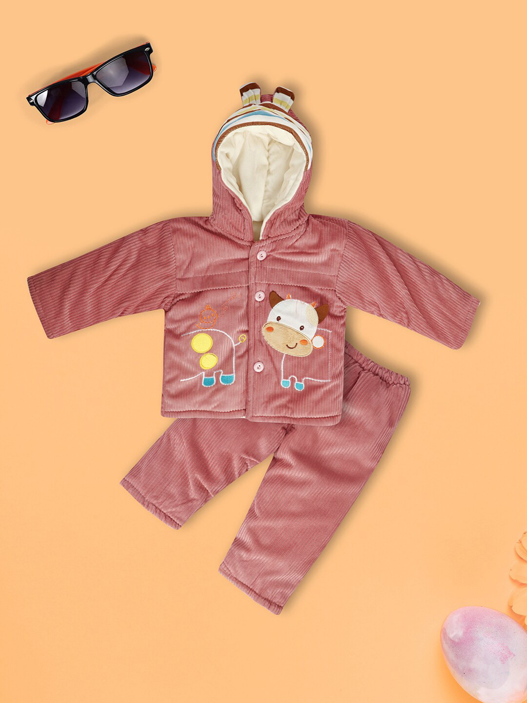 

V-Mart Kids Graphic Printed Hooded Pure Cotton Shirt with Trousers, Green