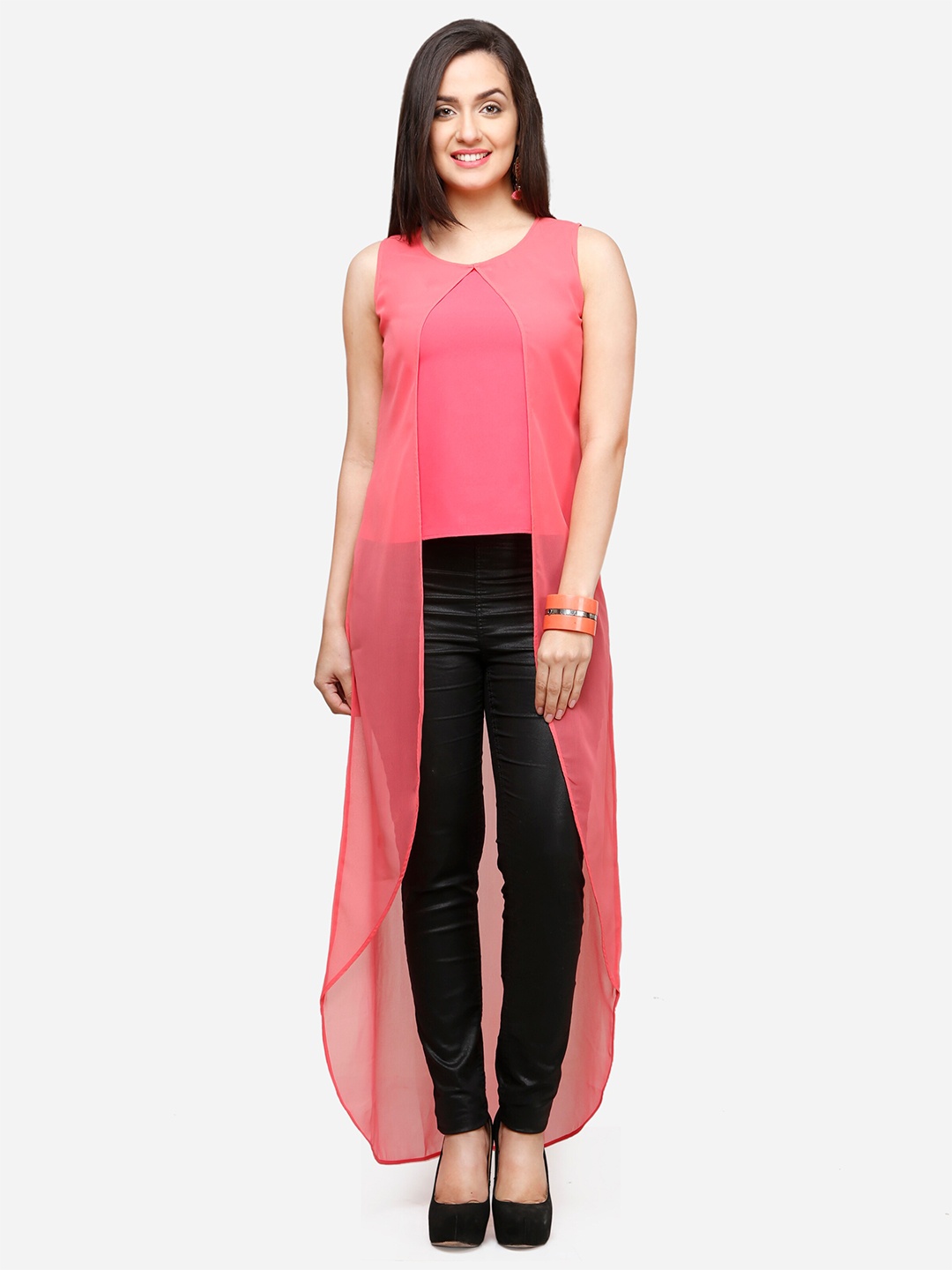 

V&M Georgette Maxi Longline Top, Pink