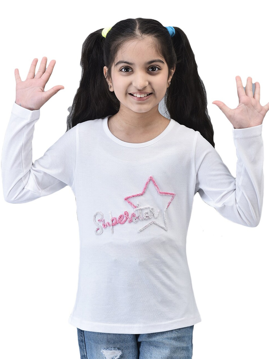 

Trenz Girls Printed Pockets T-shirt, White