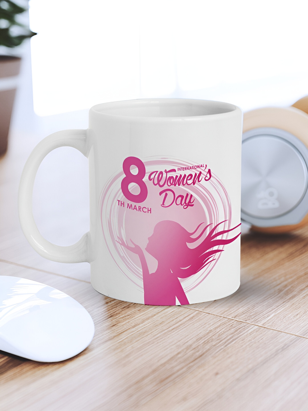

eCraftIndia White & Pink Printed Ceramic Mug 310 ml