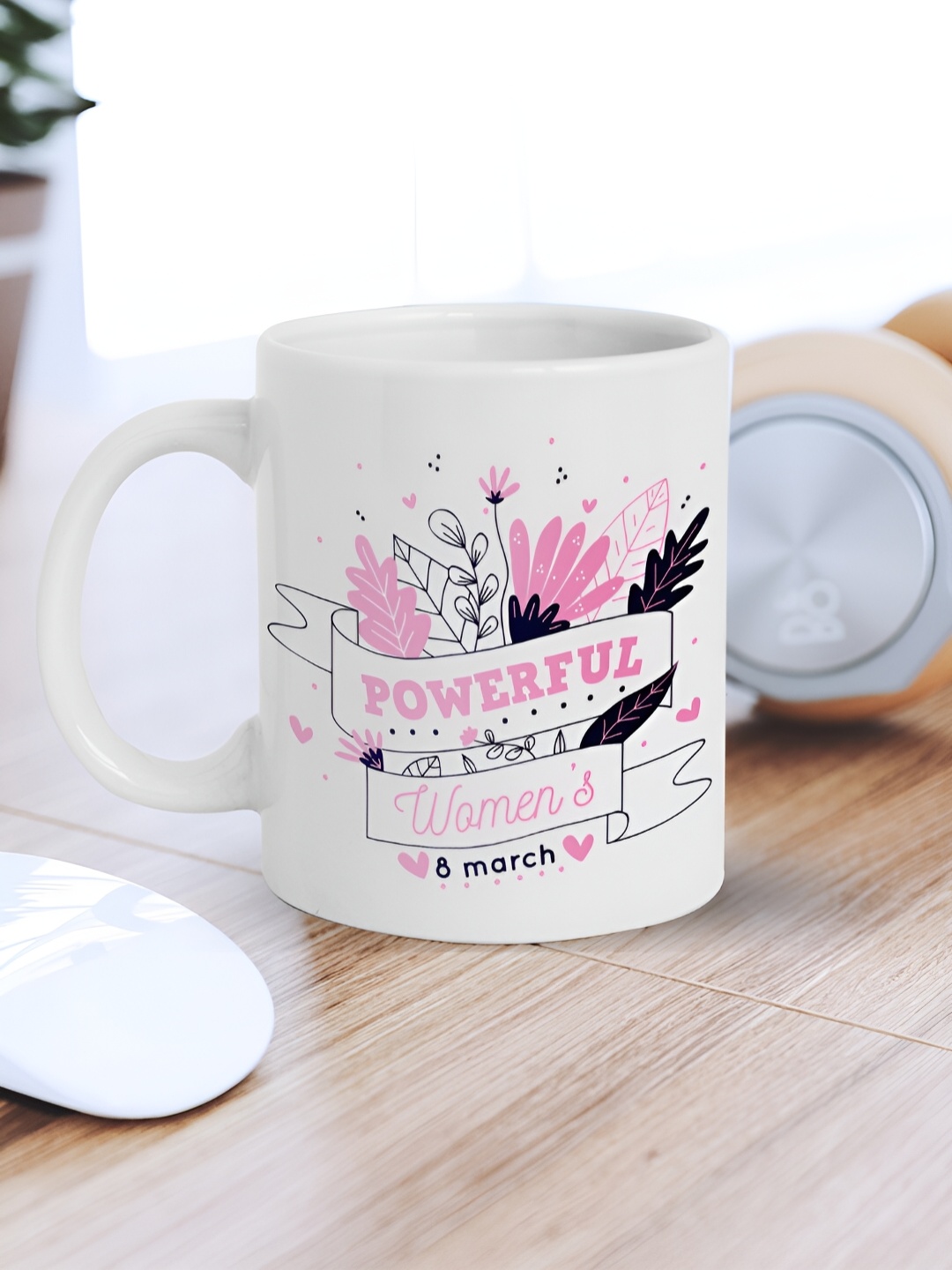 

eCraftIndia White & Black Printed Ceramic Mug 310 ml