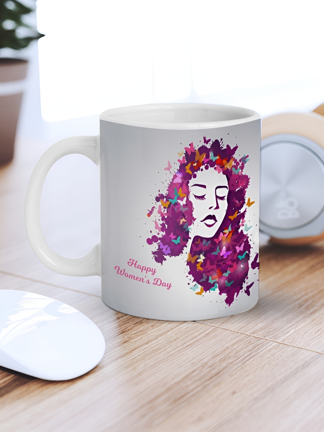 

eCraftIndia White & Purple Printed Ceramic Mug 310 ml