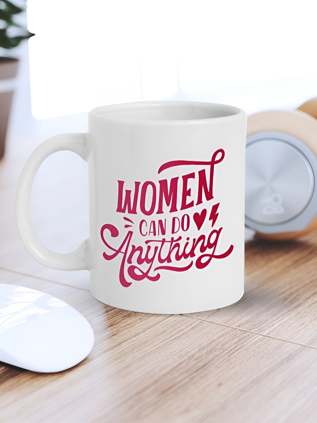 

eCraftIndia White & Red Printed Ceramic Glossy Mug 310 ml