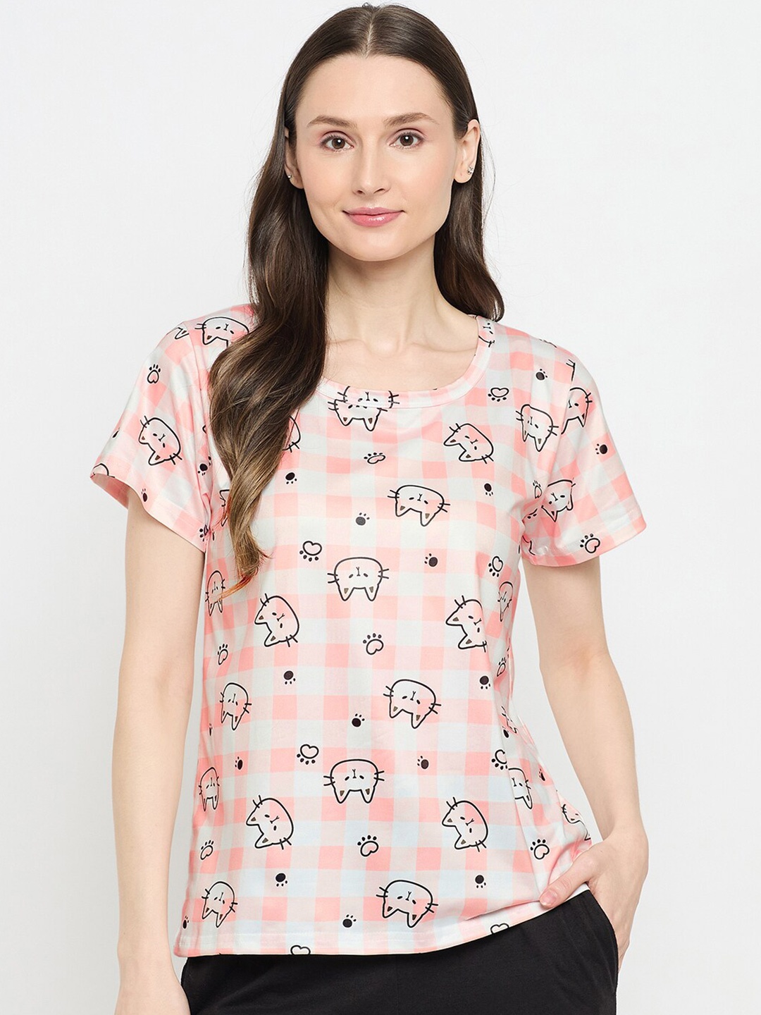 

Camey Women Floral Printed Applique T-shirt, Orange