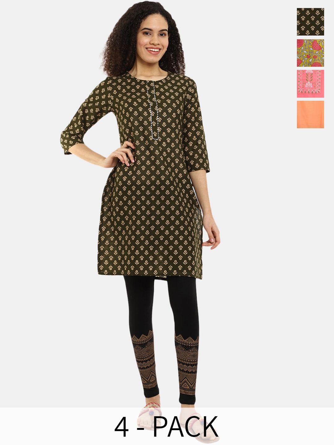 

V-Mart Women Yoke Design Mirror Work Kurta, Green