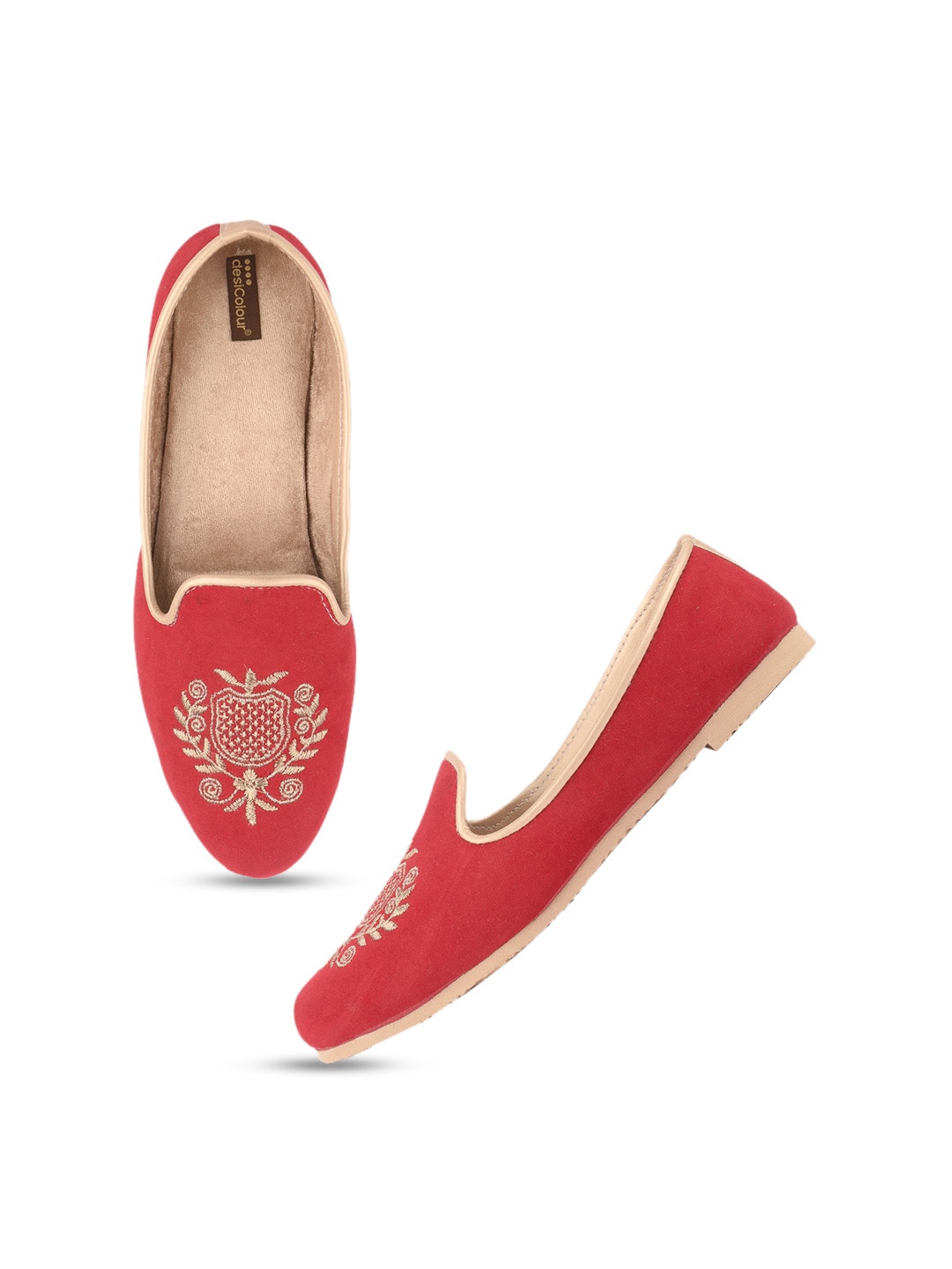 

DESI COLOUR Men Printed Velvet Slip-On Sneakers, Red
