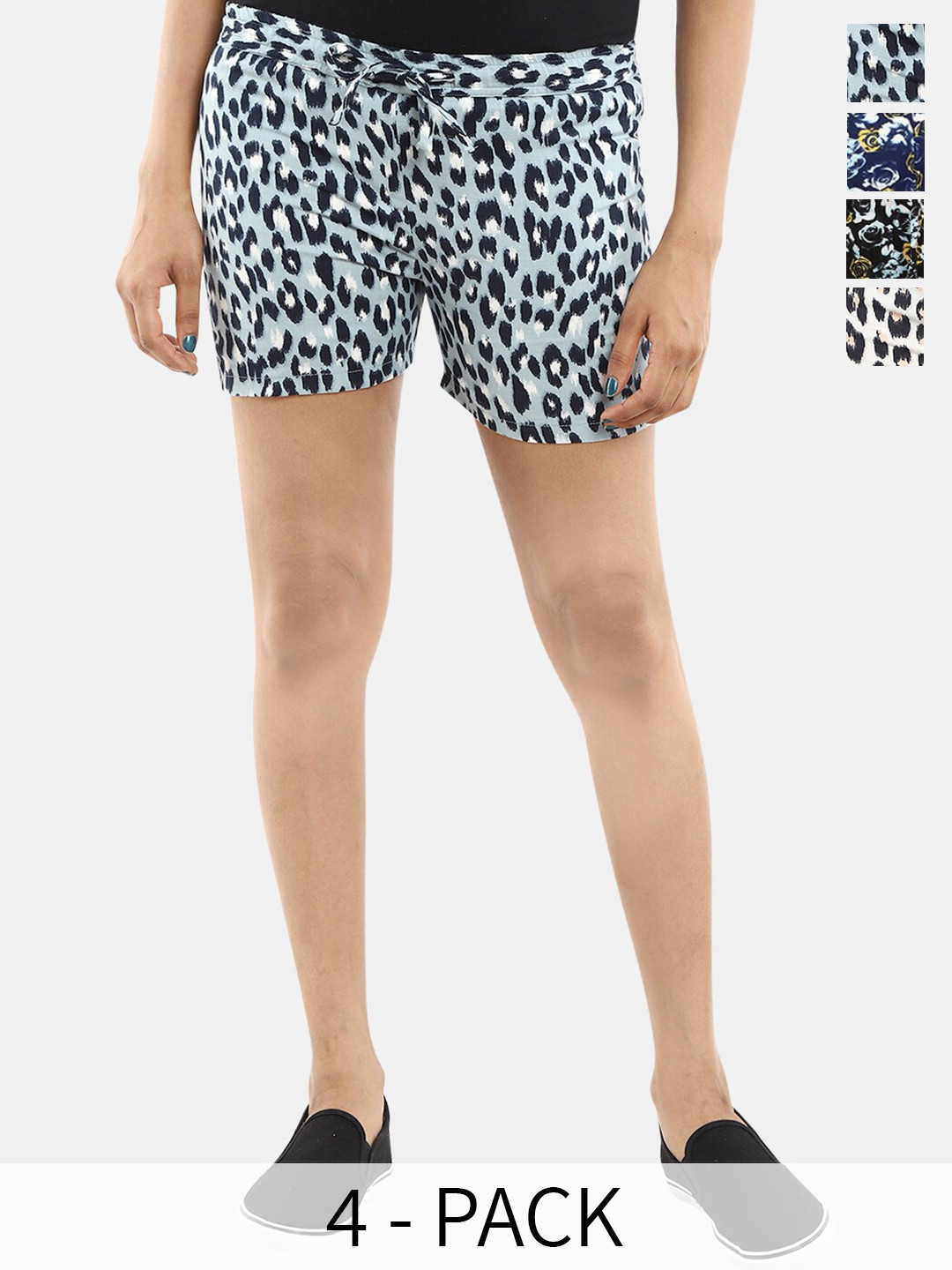 

V-Mart Women Printed Shorts, Black