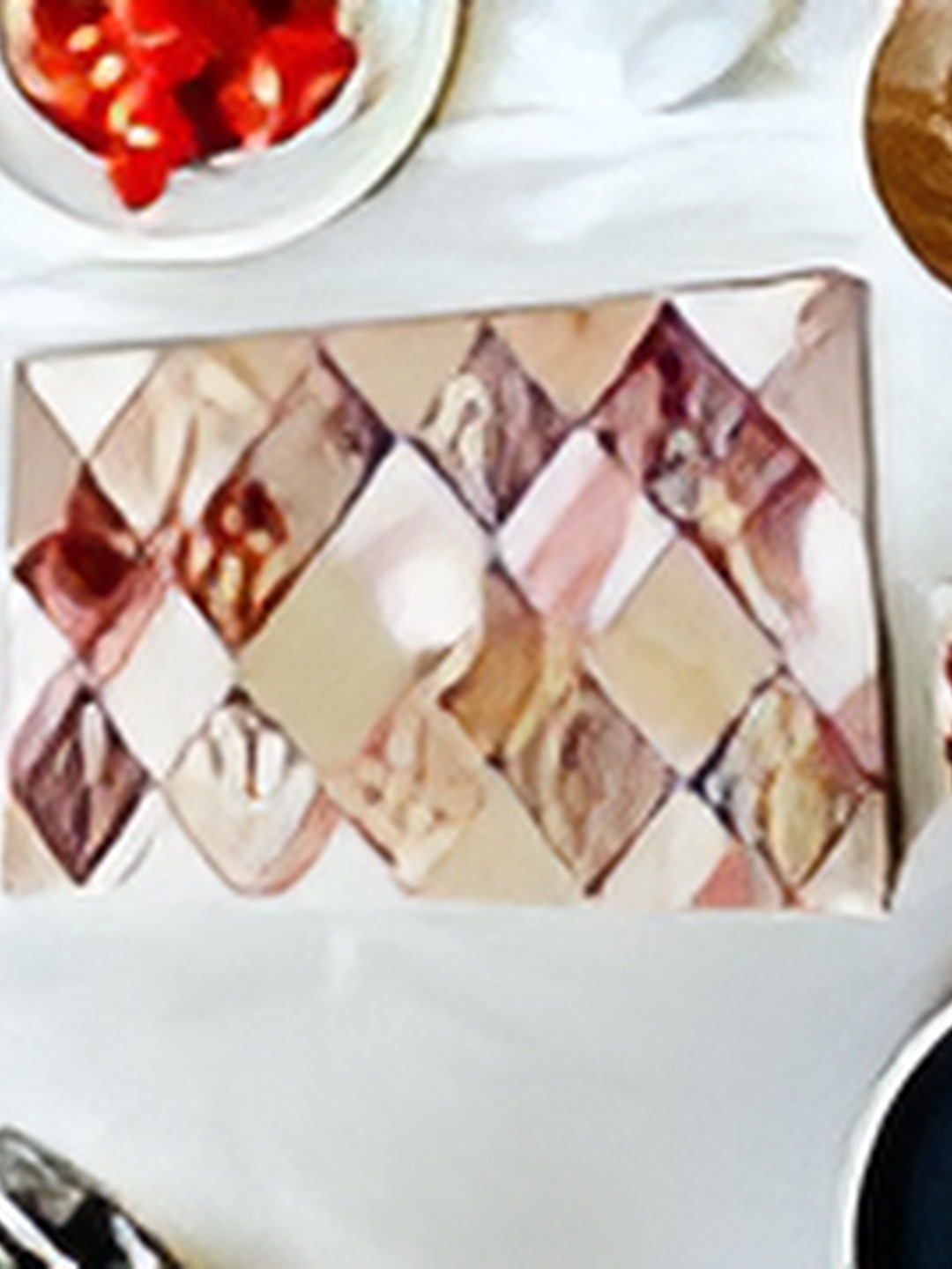 

CASA-NEST 6-Pcs Pink & Beige Abstract Pattern Rectangle Table Placemats